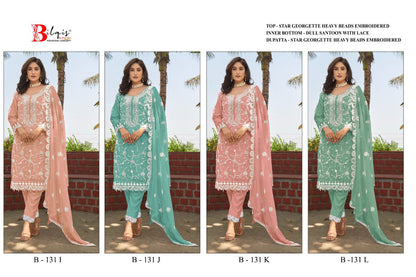 B 131 Ijkl Bilqis Fox Georgette Pakistani Salwar Suits Supplier Gujarat
