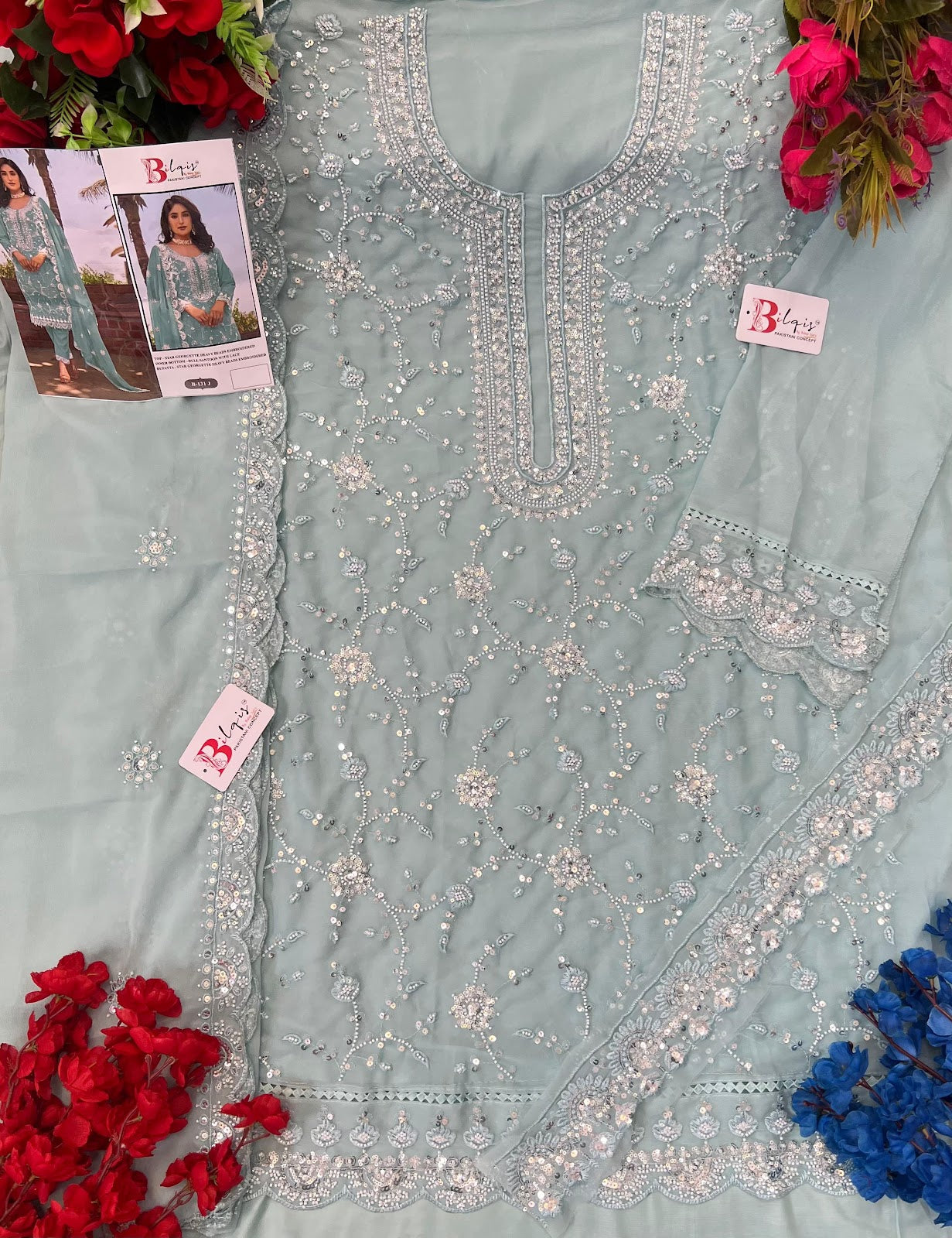 B 131 Ijkl Bilqis Fox Georgette Pakistani Salwar Suits Supplier Gujarat