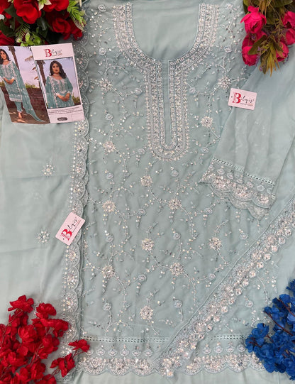 B 131 Ijkl Bilqis Fox Georgette Pakistani Salwar Suits Supplier Gujarat
