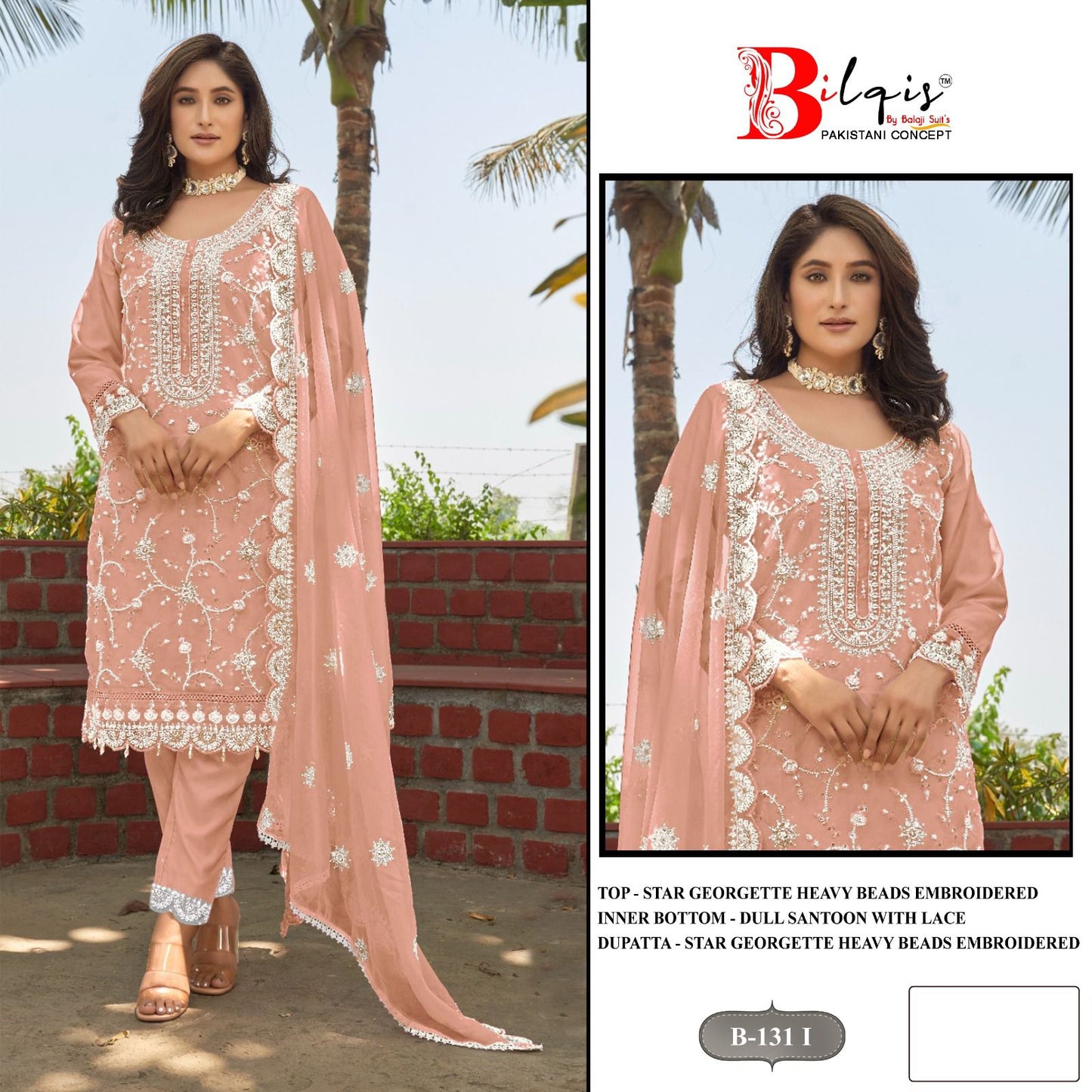B 131 Ijkl Bilqis Fox Georgette Pakistani Salwar Suits Supplier Gujarat