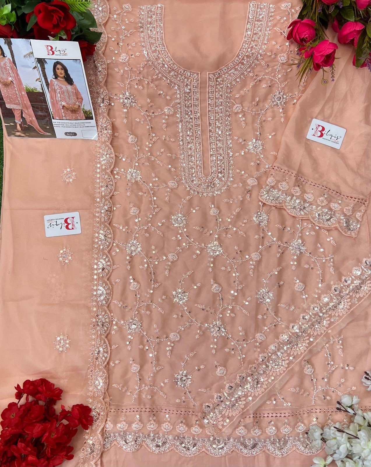 B 131 Ijkl Bilqis Fox Georgette Pakistani Salwar Suits Supplier Gujarat