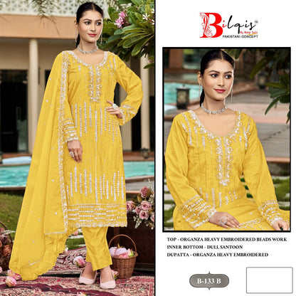 B 133 Bilqis Organza Pakistani Salwar Suits Manufacturer Gujarat