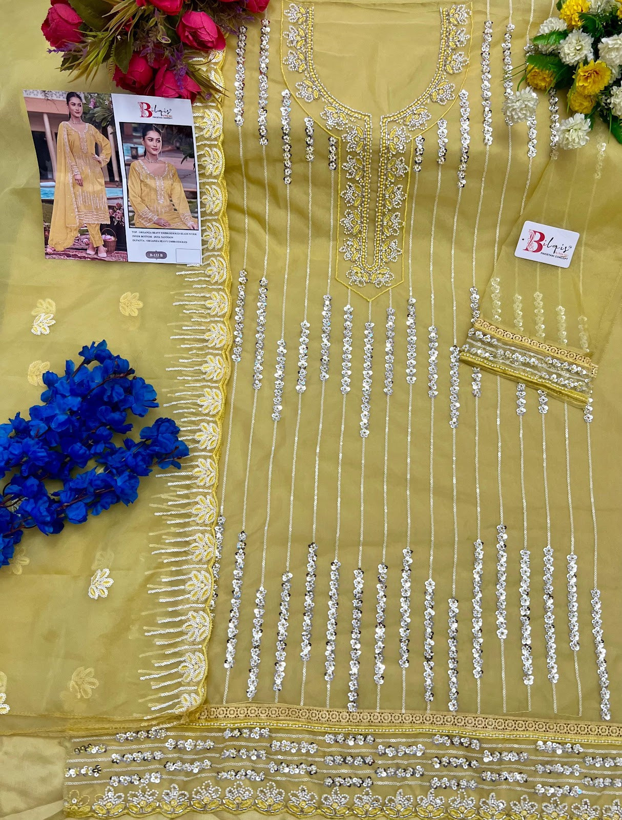 B 133 Bilqis Organza Pakistani Salwar Suits Manufacturer Gujarat