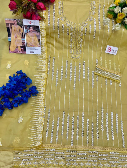 B 133 Bilqis Organza Pakistani Salwar Suits Manufacturer Gujarat