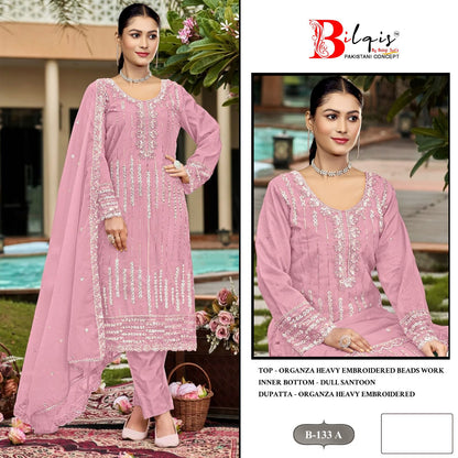 B 133 Bilqis Organza Pakistani Salwar Suits Manufacturer Gujarat