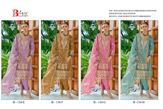 B 134 Efgh Bilqis Georgette Pakistani Salwar Suits Manufacturer India