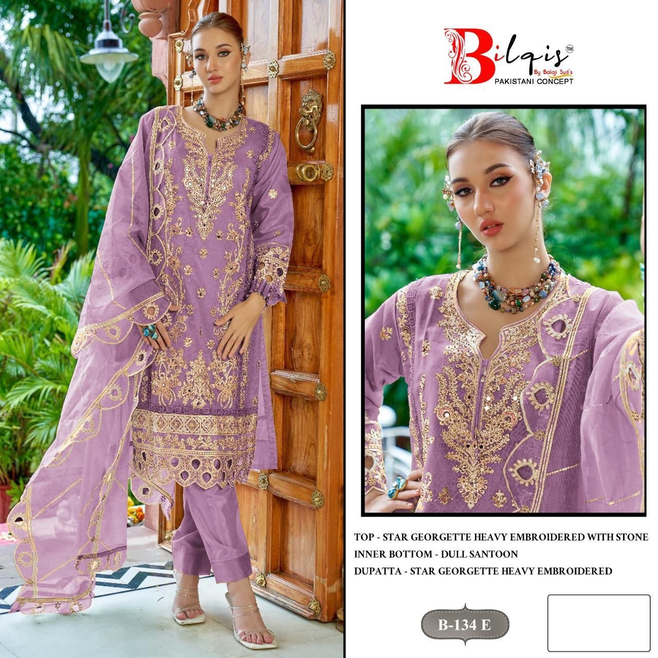 B 134 Efgh Bilqis Georgette Pakistani Salwar Suits Manufacturer India