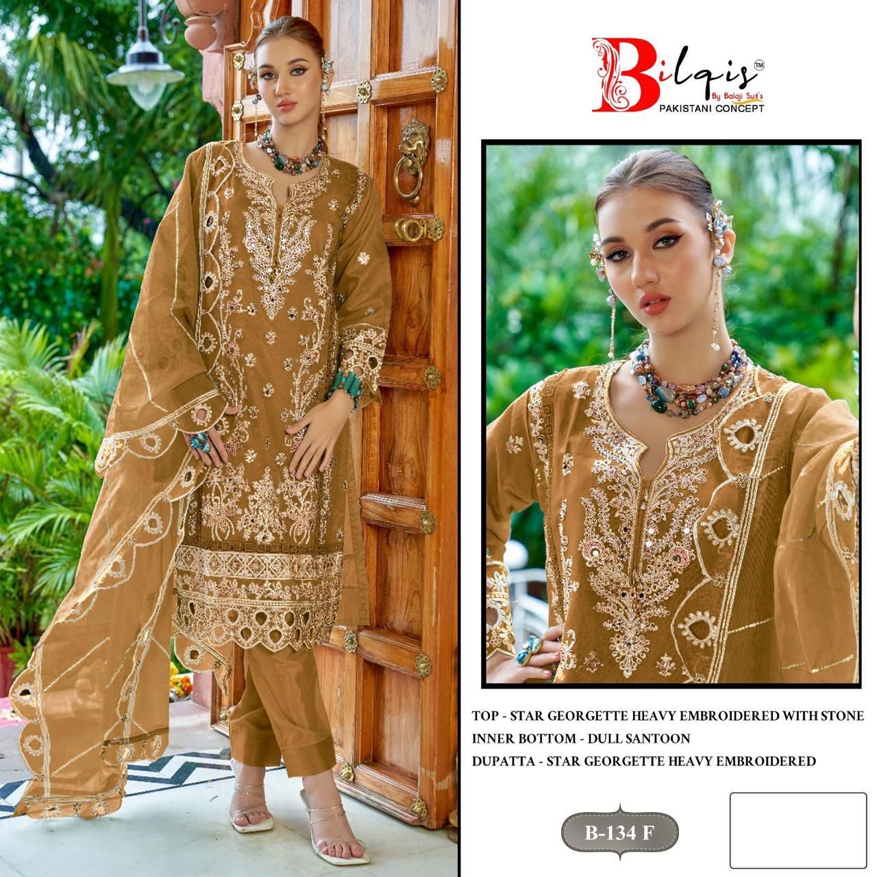 B 134 Efgh Bilqis Georgette Pakistani Salwar Suits Manufacturer India