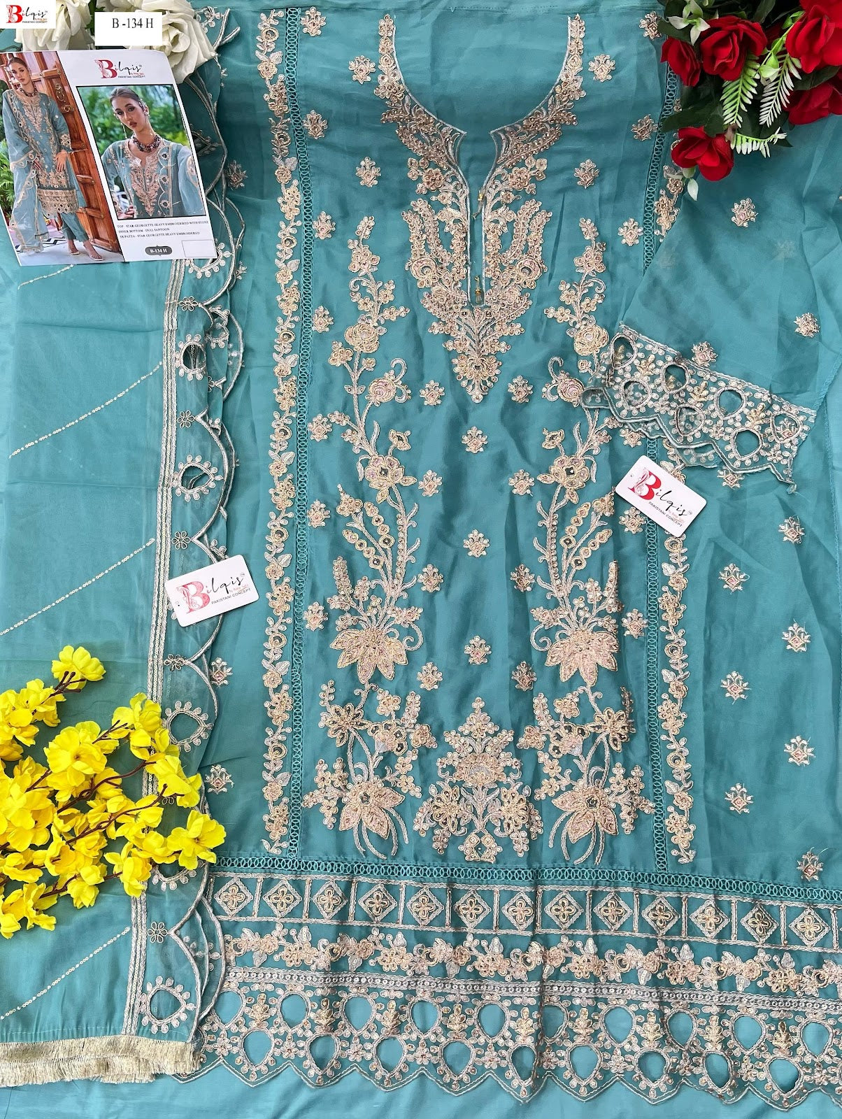 B 134 Efgh Bilqis Georgette Pakistani Salwar Suits Manufacturer India