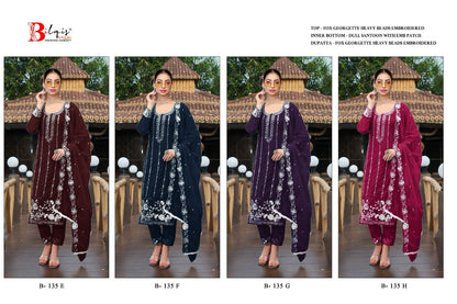 B 135 E To H Bilqis Fox Georgette Pakistani Salwar Suits Wholesaler