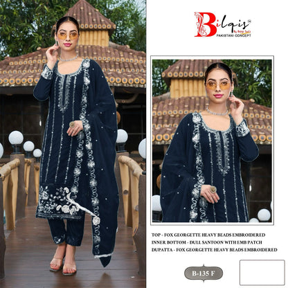 B 135 E To H Bilqis Fox Georgette Pakistani Salwar Suits Wholesaler