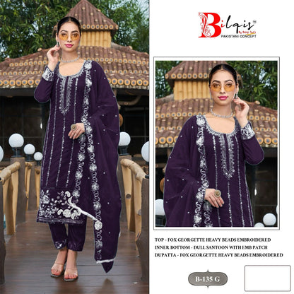 B 135 E To H Bilqis Fox Georgette Pakistani Salwar Suits Wholesaler