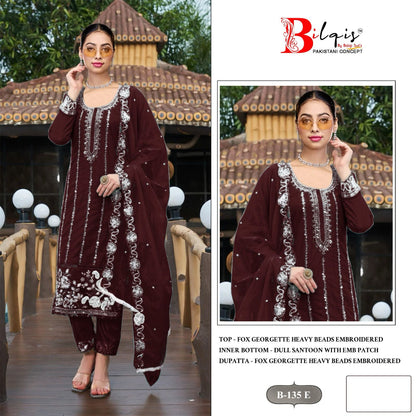 B 135 E To H Bilqis Fox Georgette Pakistani Salwar Suits Wholesaler