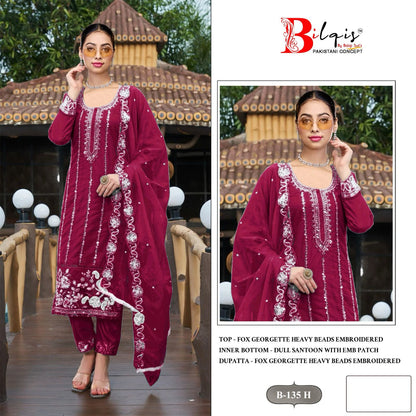 B 135 E To H Bilqis Fox Georgette Pakistani Salwar Suits Wholesaler