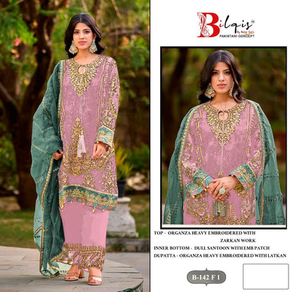 B 142 E1 To H1 Bilqis Organza Pakistani Salwar Suits Manufacturer India