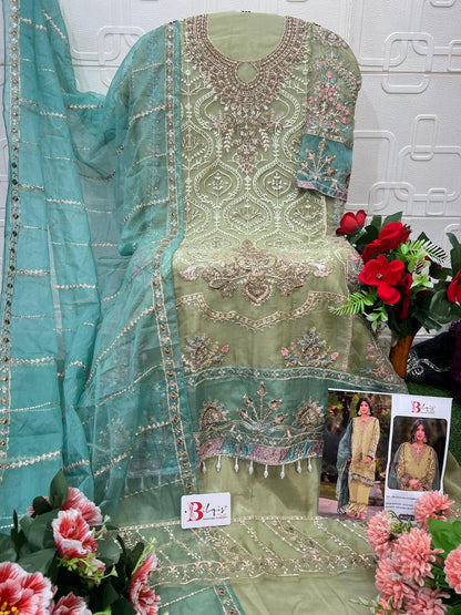 B 142 E1 To H1 Bilqis Organza Pakistani Salwar Suits Manufacturer India