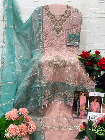 B 142 E1 To H1 Bilqis Organza Pakistani Salwar Suits Manufacturer India