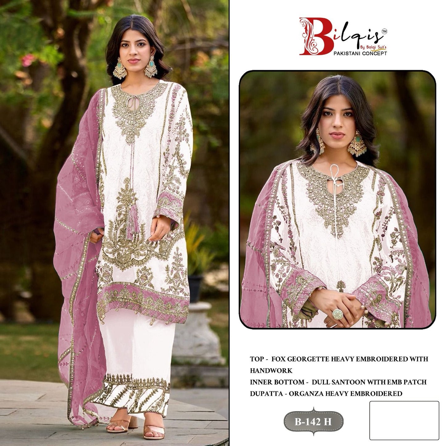 B 142 Ghij Bilqis Fox Georgette Pakistani Salwar Suits Wholesaler Gujarat