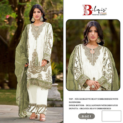 B 142 Ghij Bilqis Fox Georgette Pakistani Salwar Suits Wholesaler Gujarat