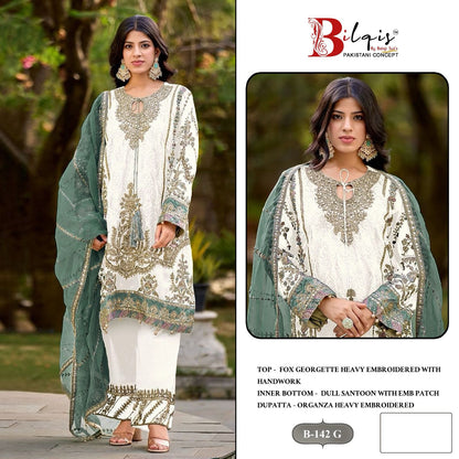 B 142 Ghij Bilqis Fox Georgette Pakistani Salwar Suits Wholesaler Gujarat