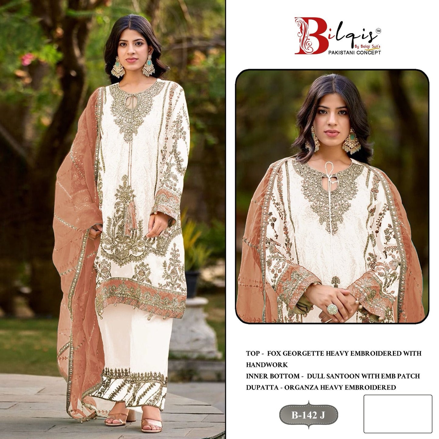 B 142 Ghij Bilqis Fox Georgette Pakistani Salwar Suits Wholesaler Gujarat