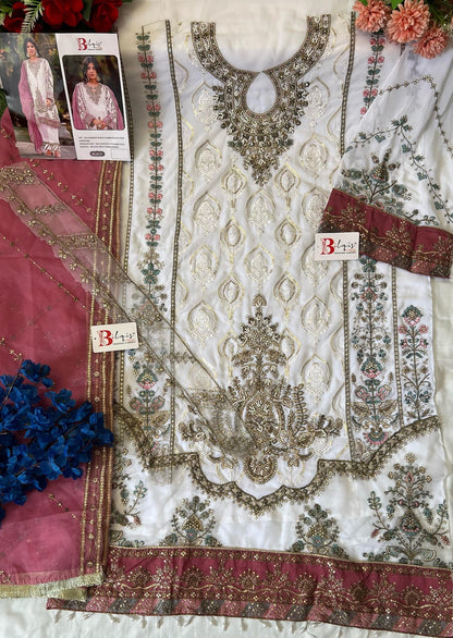 B 142 Ghij Bilqis Fox Georgette Pakistani Salwar Suits Wholesaler Gujarat