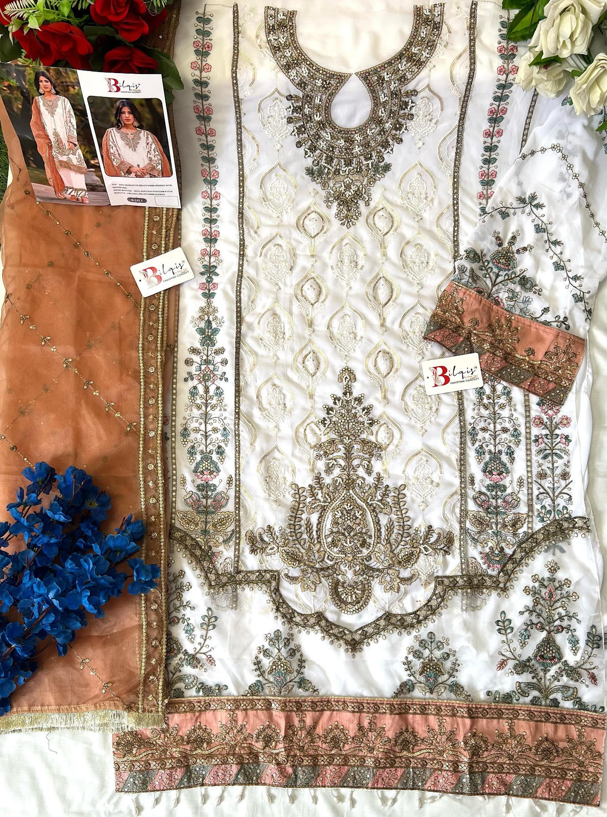 B 142 Ghij Bilqis Fox Georgette Pakistani Salwar Suits Wholesaler Gujarat