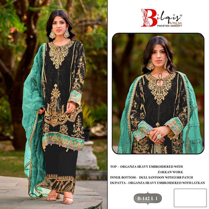 B 142 I To L Bilqis Organza Pakistani Salwar Suits Supplier India