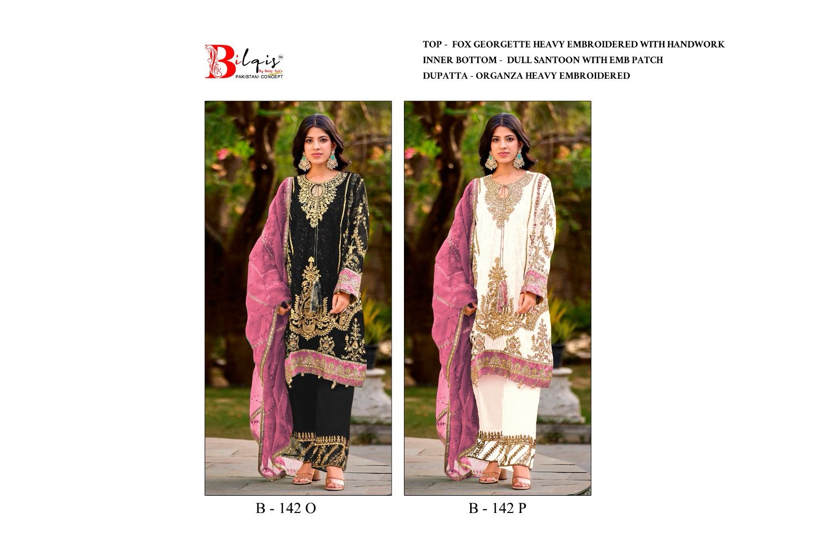B 142 Op Bilqis Fox Georgette Pakistani Salwar Suits Exporter India
