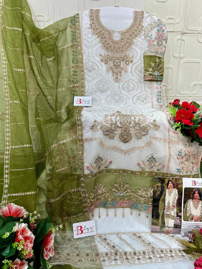 B 142 Q1 To T1 Bilqis Organza Pakistani Salwar Suits Wholesaler India