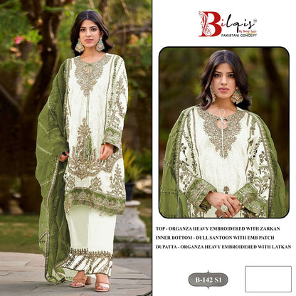 B 142 Q1 To T1 Bilqis Organza Pakistani Salwar Suits Wholesaler India