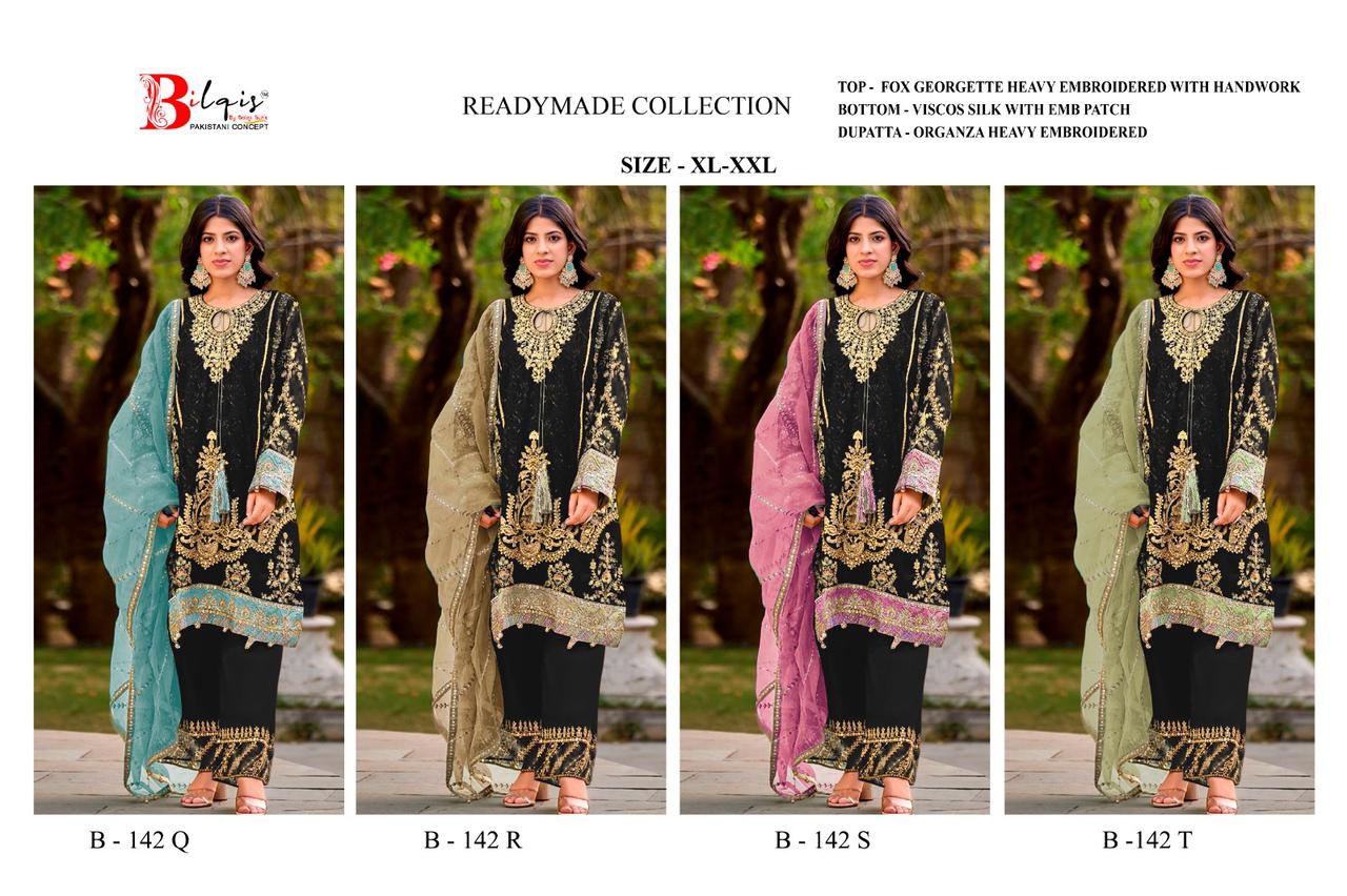 B 142 Q To T Bilqis Fox Georgette Pakistani Readymade Suits Manufacturer Ahmedabad