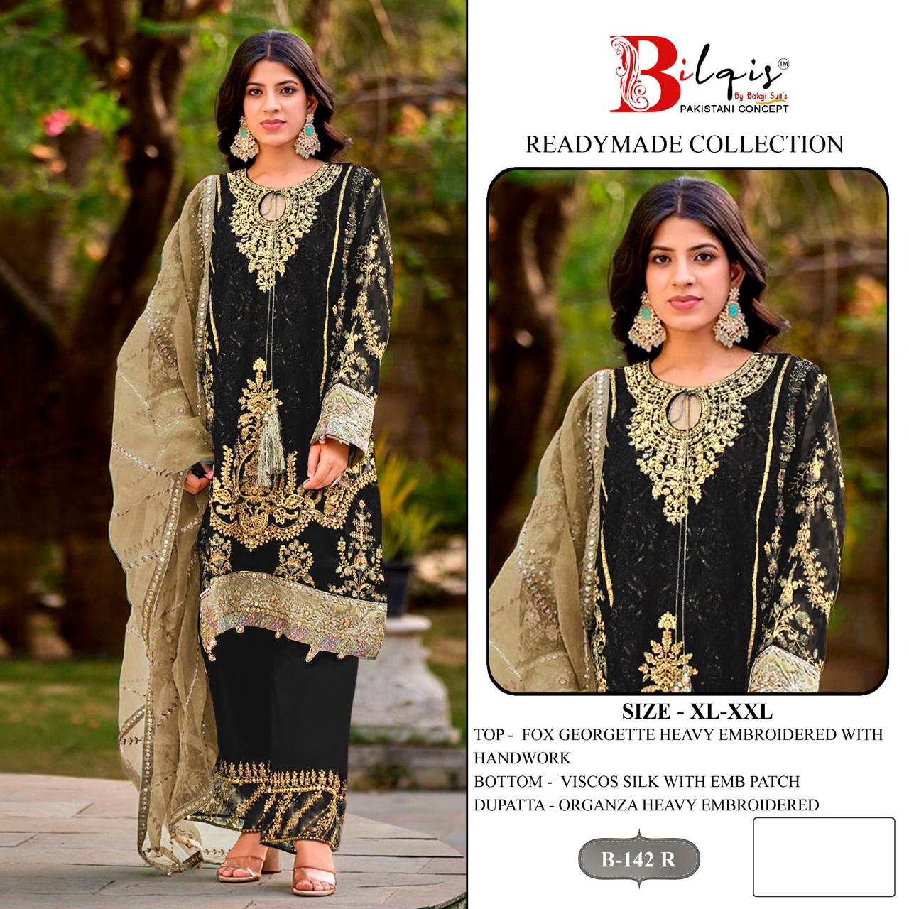 B 142 Q To T Bilqis Fox Georgette Pakistani Readymade Suits Manufacturer Ahmedabad