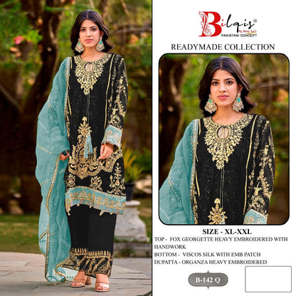 B 142 Q To T Bilqis Fox Georgette Pakistani Readymade Suits Manufacturer Ahmedabad