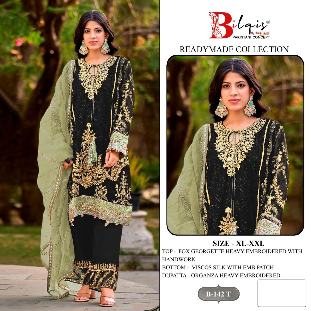 B 142 Q To T Bilqis Fox Georgette Pakistani Readymade Suits Manufacturer Ahmedabad