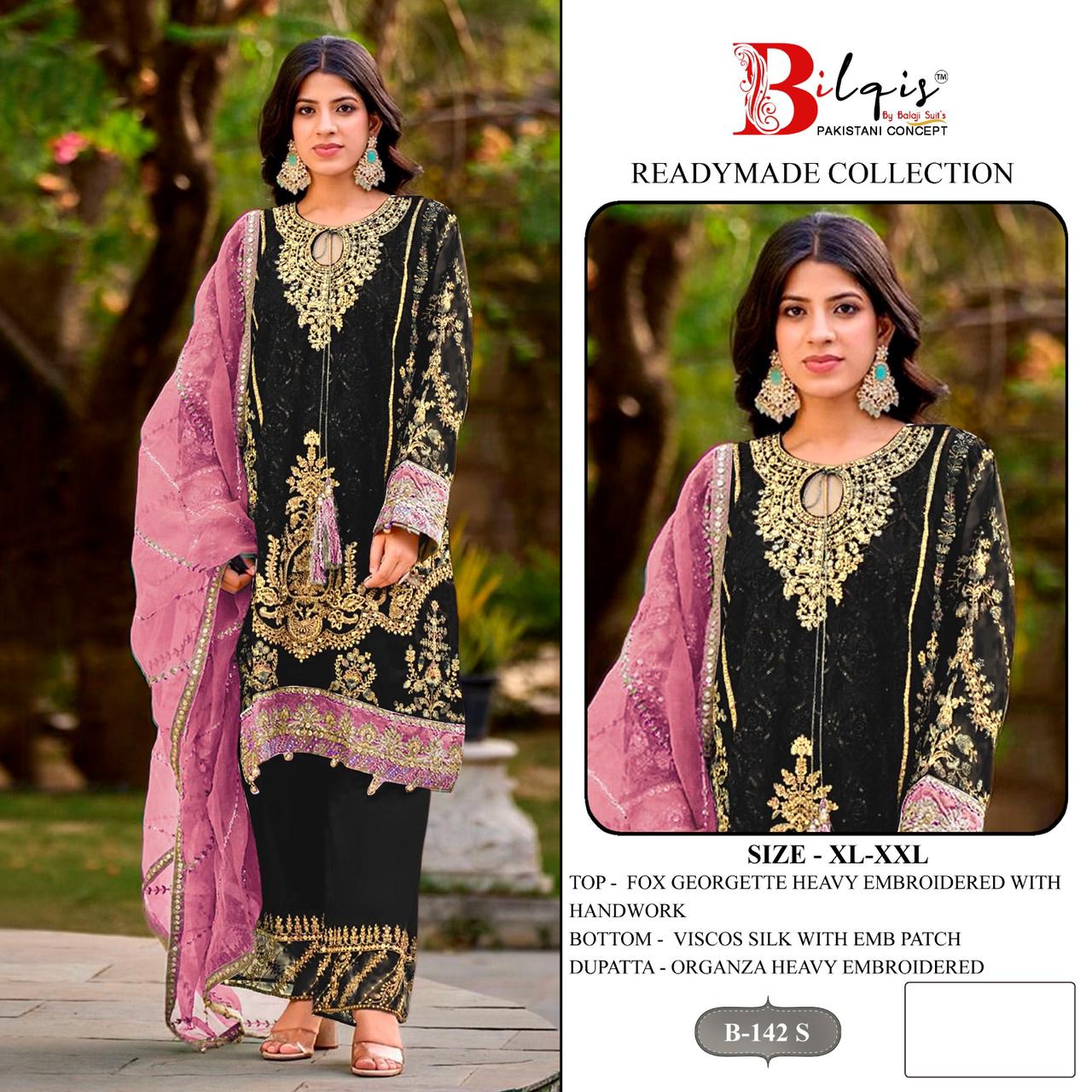 B 142 Q To T Bilqis Fox Georgette Pakistani Readymade Suits Manufacturer Ahmedabad