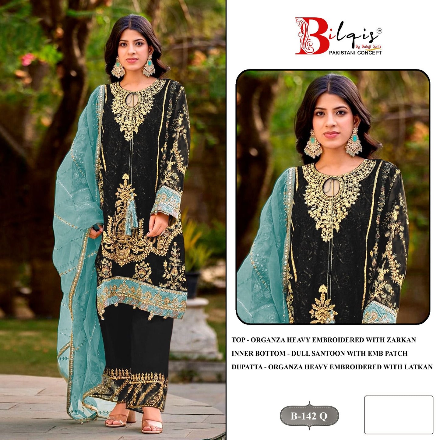 B 142 Q To T Bilqis Organza Pakistani Salwar Suits Supplier Ahmedabad