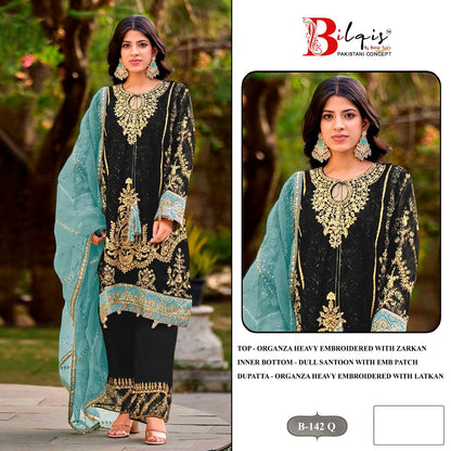 B 142 Q To T Bilqis Organza Pakistani Salwar Suits Supplier Ahmedabad