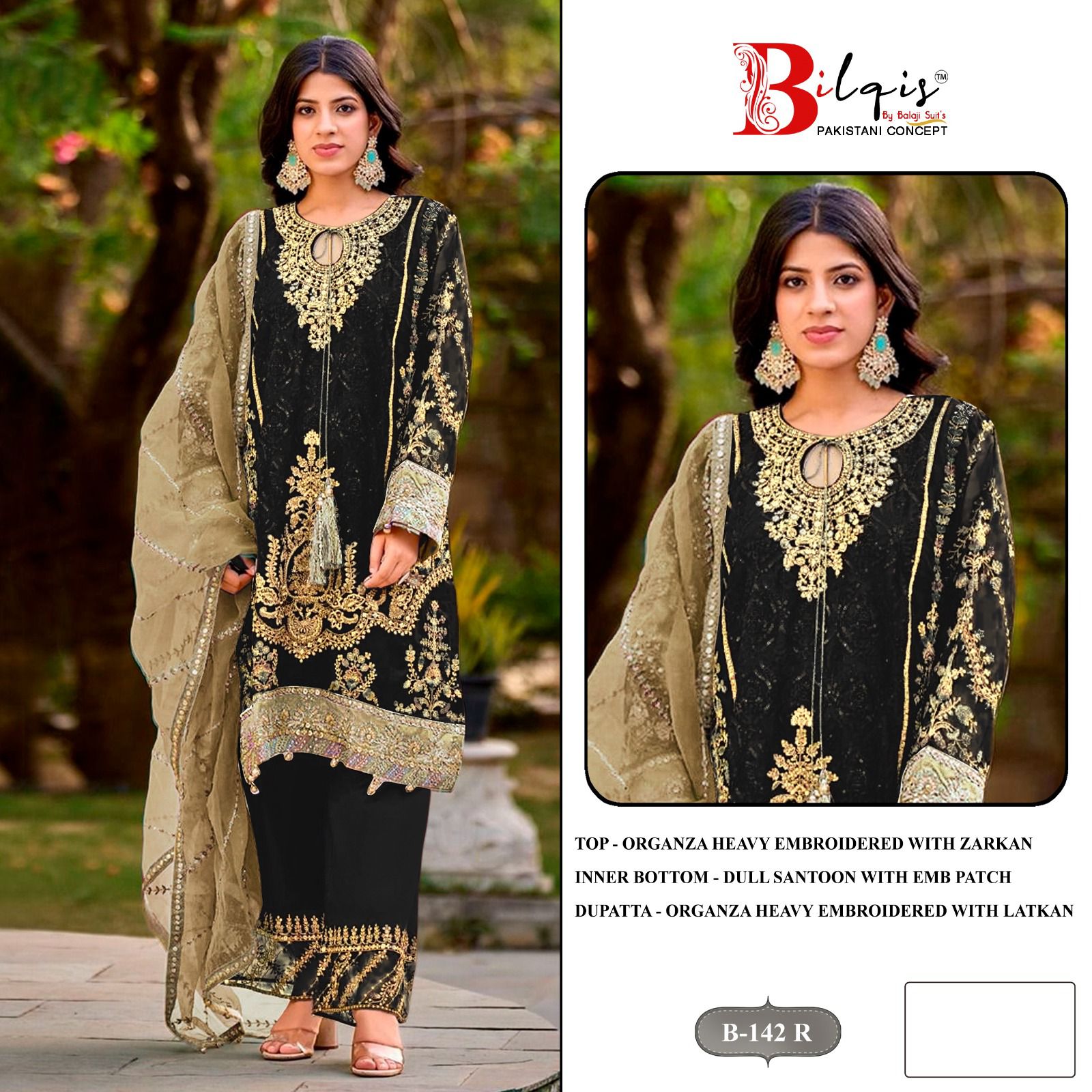 B 142 Q To T Bilqis Organza Pakistani Salwar Suits Supplier Ahmedabad