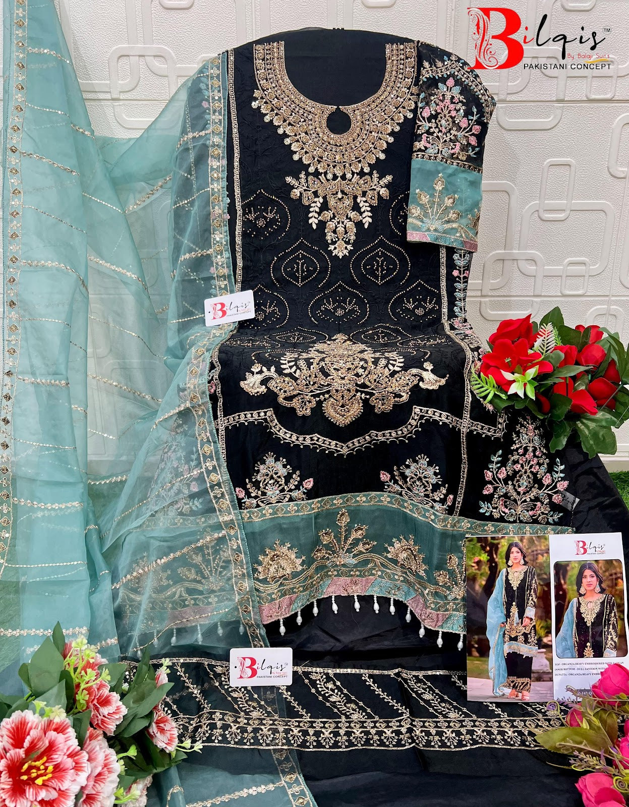 B 142 Q To T Bilqis Organza Pakistani Salwar Suits Supplier Ahmedabad