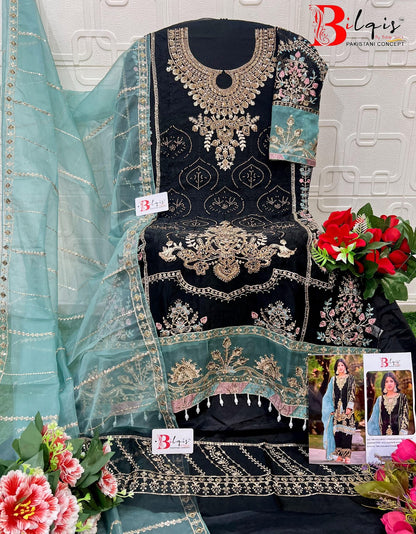 B 142 Q To T Bilqis Organza Pakistani Salwar Suits Supplier Ahmedabad