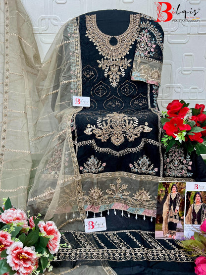 B 142 Q To T Bilqis Organza Pakistani Salwar Suits Supplier Ahmedabad