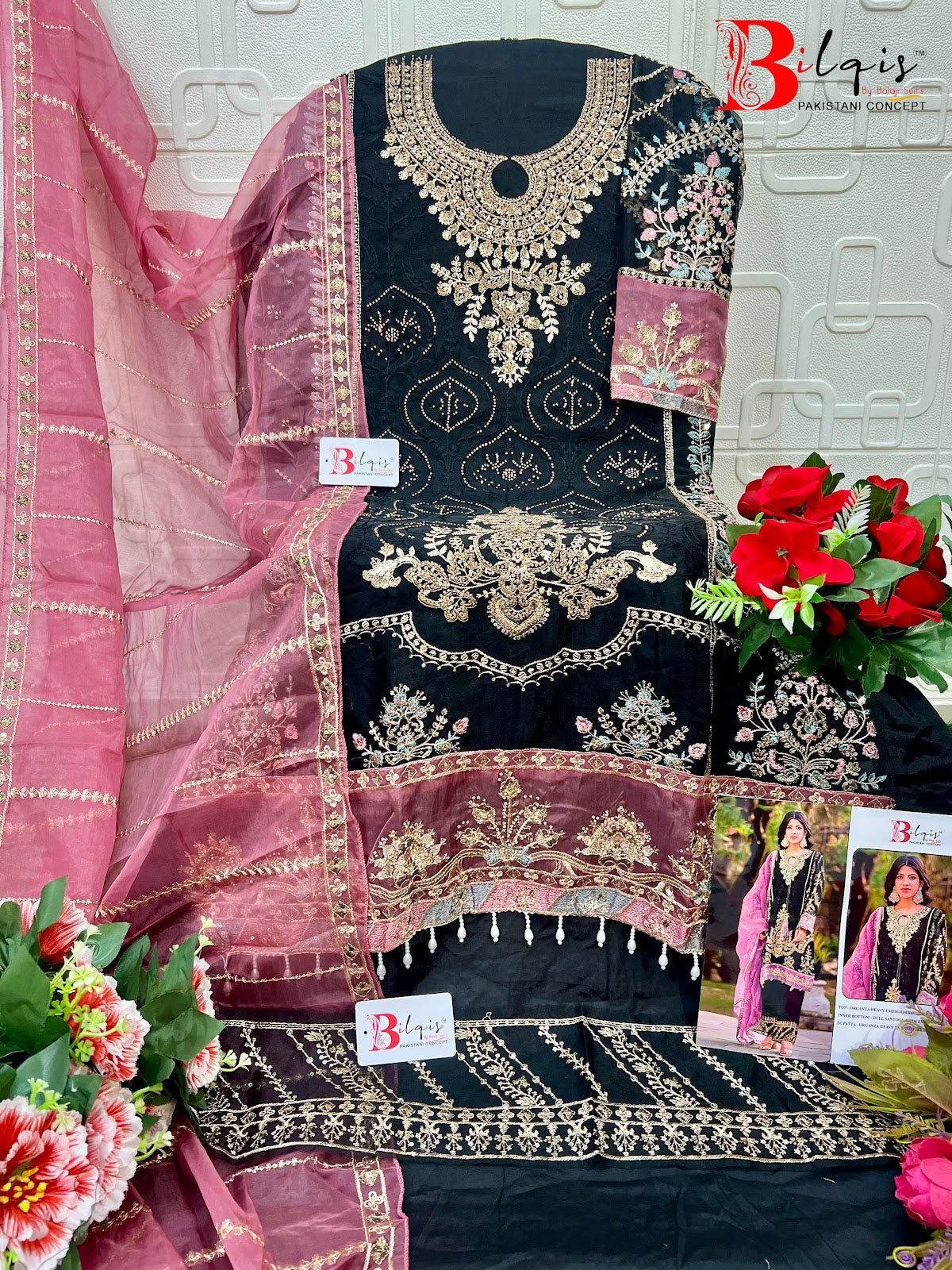 B 142 Q To T Bilqis Organza Pakistani Salwar Suits Supplier Ahmedabad