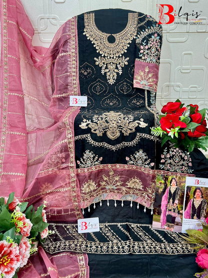 B 142 Q To T Bilqis Organza Pakistani Salwar Suits Supplier Ahmedabad