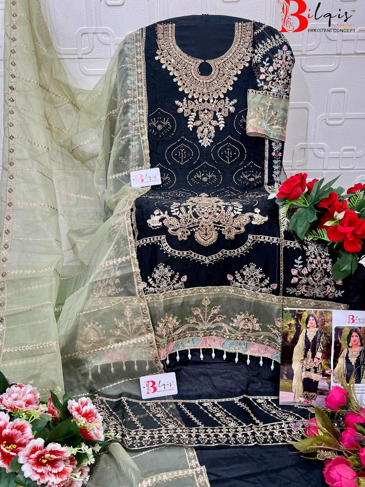 B 142 Q To T Bilqis Organza Pakistani Salwar Suits Supplier Ahmedabad