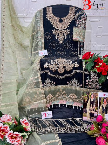 B 142 Q To T Bilqis Organza Pakistani Salwar Suits Supplier Ahmedabad