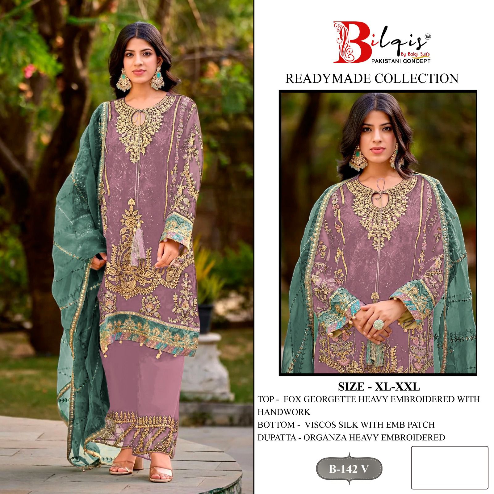 B 142 U To X Bilqis Fox Georgette Pakistani Readymade Suits Manufacturer Ahmedabad
