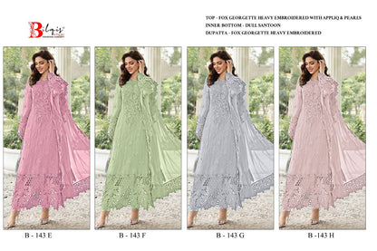 B 143 E To H Bilqis Fox Georgette Pakistani Salwar Suits Supplier India