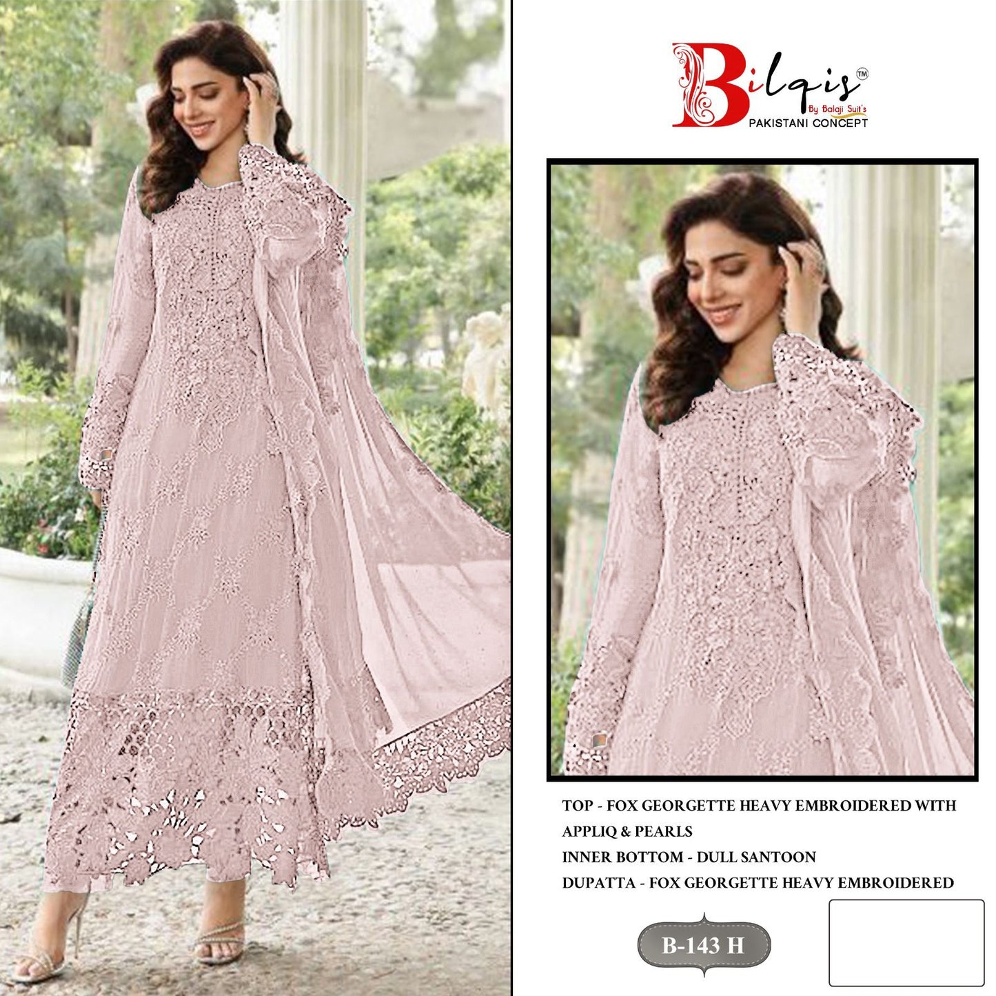 B 143 E To H Bilqis Fox Georgette Pakistani Salwar Suits Supplier India