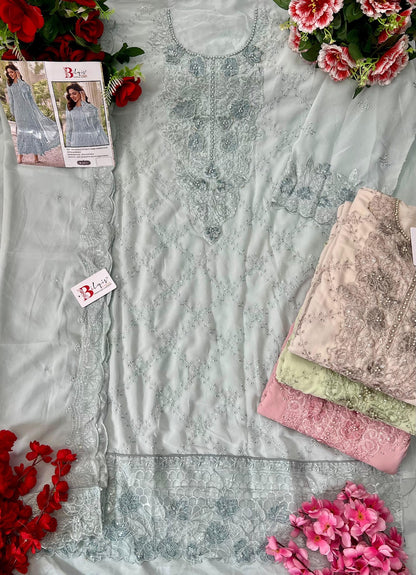 B 143 E To H Bilqis Fox Georgette Pakistani Salwar Suits Supplier India